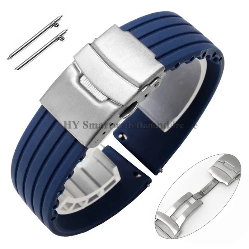 Quick Release Silicone Watch Strap 18–24mm – Sport Rubber Band for Huawei Watch GT2/3/4, Omega, Seiko, Fossil