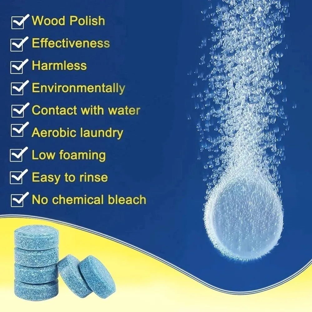Car Windshield Glass Washer Tablets | Concentrated Effervescent Fluid for Car Wipers & Window Cleaning