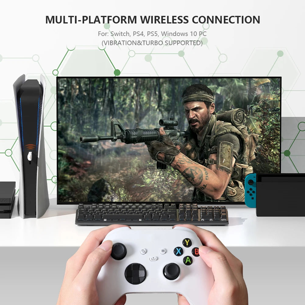 R100 PRO USB Wireless Adapter — Gamepad Converter for PS4, PS5, Xbox Series & Switch Controllers with Bluetooth