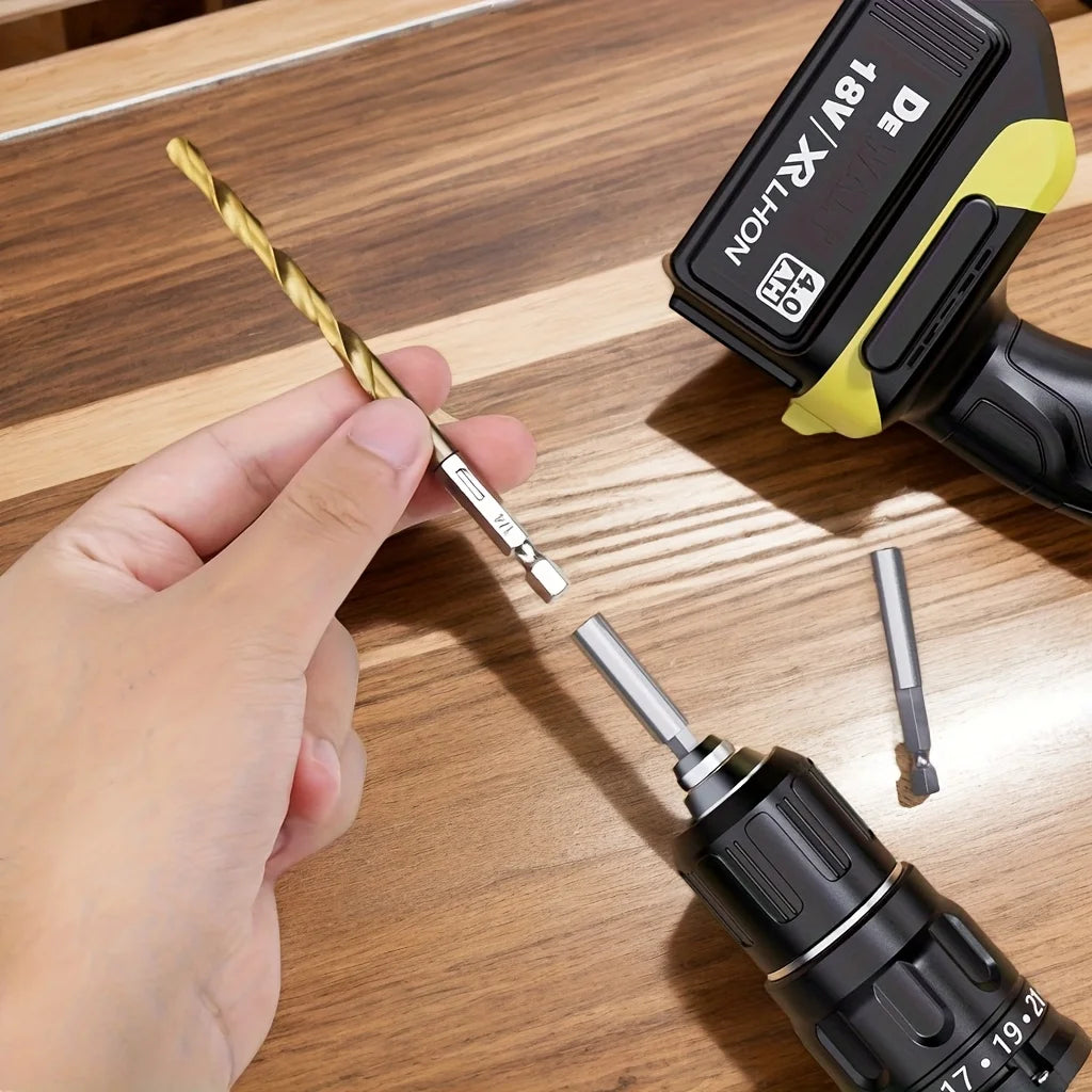 Titanium Coated High Speed Steel Drill Bit Set - 50/99pcs Hex Shaft Twist Bits for Metal Wood & Plastic Drilling