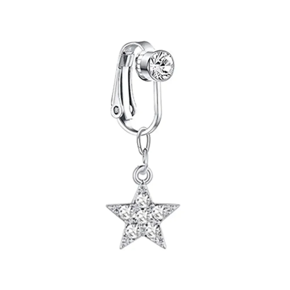 Faux Belly Ring - Non-Piercing Clip-On Navel Button Body Jewelry Belly Piercing Accessory