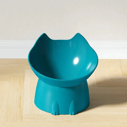 Elevated Cat Bowl - Anti-Tip Raised Pet Feeding Dish with Tilted Edge and Neck-Friendly Design