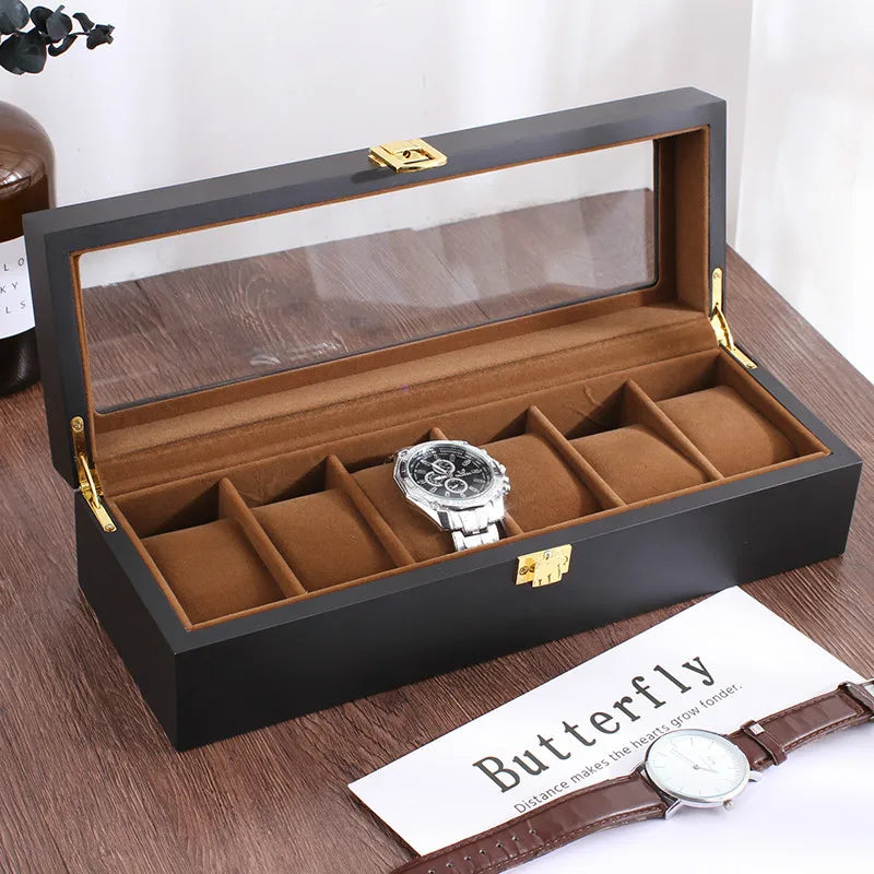 Handmade Luxury Wooden Watch Box – 6/10/12 Grid Display Case & Jewelry Organizer for Watches
