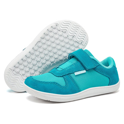 HOBIBEAR Kids Wide Toe Barefoot Shoes – Minimalist Hook & Loop Sneakers, Lightweight Artificial Leather Mesh for Little & Big Kids