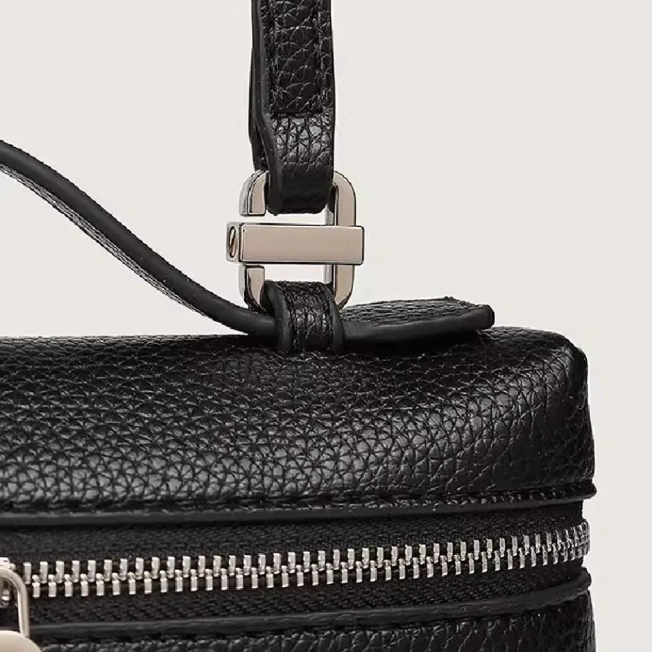 Lychee Grain Mini Shoulder Bag - Elegant Women’s Fashion Crossbody Handbag with Lunch Box Style Design