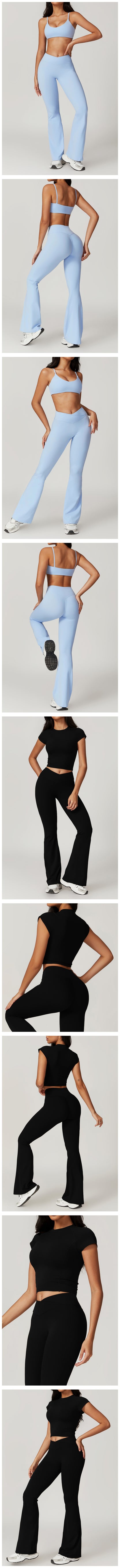 Women’s 2PCS Sportswear Yoga Set – Short Sleeve Crop Top & High Waist Leggings for Gym & Fitness
