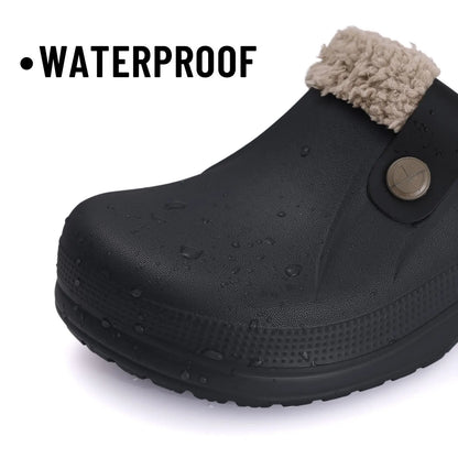 Kidmi Fur Clogs for Women and Men - Fashion Fuzzy Garden Shoes, Outdoor Waterproof House Shoes, Winter Antiskid Work Footwear