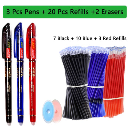 Kawaii Erasable Gel Pens 25-Piece Set - Cute School and Office Writing Pens for Notebooks and Stationery
