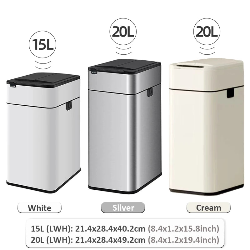 20L Stainless Steel Smart Sensor Trash Can — Automatic Kitchen Food & Waste Bin (15L/20L)
