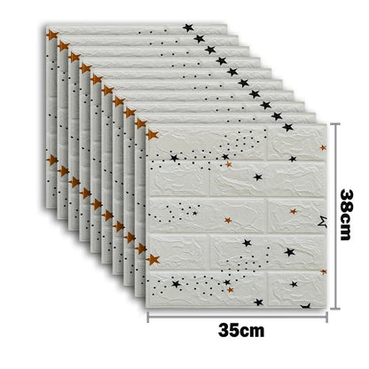 10pcs 3D Foam Wall Stickers – Self-Adhesive Waterproof Peel-and-Stick Brick Wallpaper for Interior Decoration