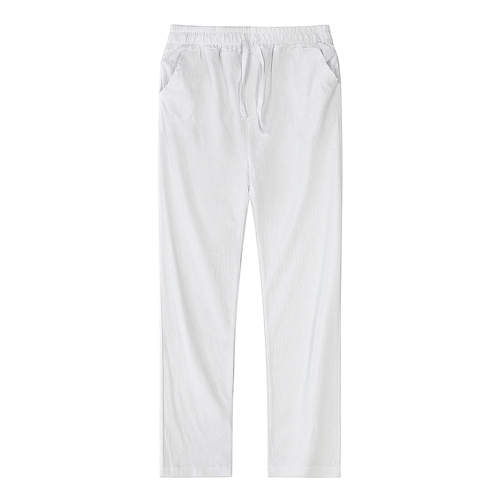 Men's Cotton Linen Pants – Breathable Solid Color Trousers for Autumn, Fitness & Streetwear, S-3XL