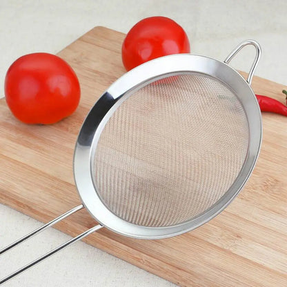 3PCS Stainless Steel Fine Mesh Strainer Set – Juice, Soya Milk, Oil & Hotpot Sieve Spoon for Kitchen Use