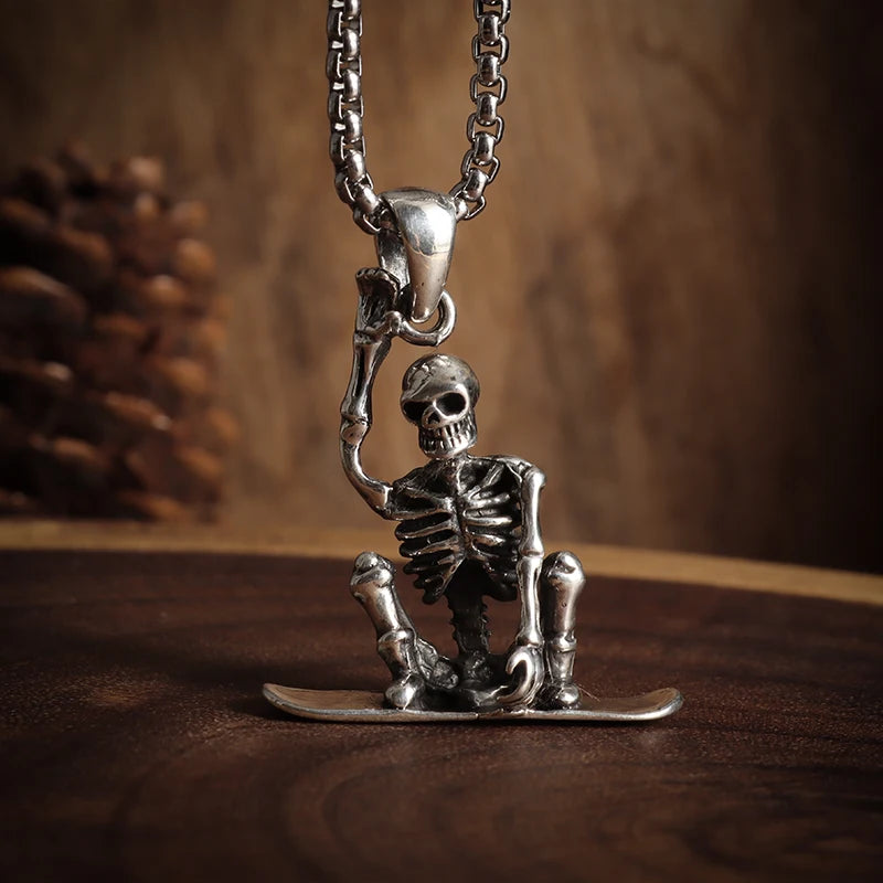 Caribbean Pirates Aztec Gold Coin Necklace – Retro Skull Pendant, Punk Hip Hop Movie Accessory