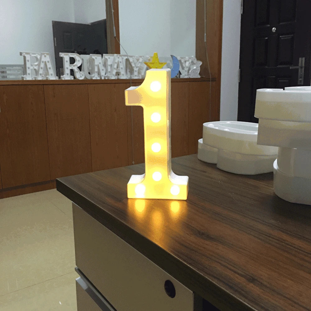 LED Number & Letter Night Light - Luminous A-Z Alphabet & 0-9 Lamp for Party and Wedding Decor