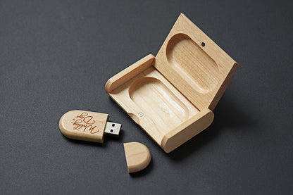Custom Logo Wooden USB 2.0 Flash Drive with Box – 4GB 16GB 32GB 64GB Memory Stick for Wedding Photography Gifts