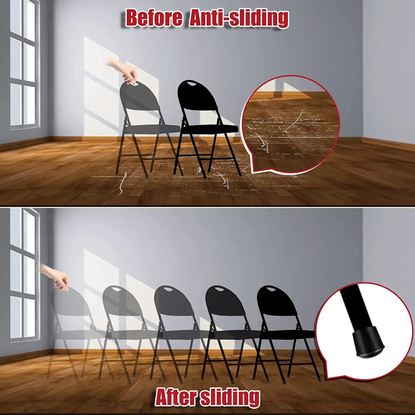 Furniture Leg Caps Rubber Feet Protector Pads - Chair Table Covers Socks Plugs, Furniture Leveling Feet for Home Decor (8/16pcs)