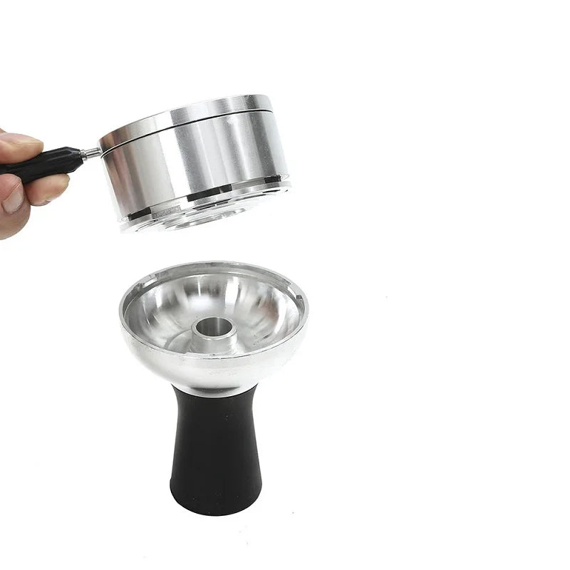 Arab Shisha Hookah Metal Bowl Set: Charcoal Holder with Heat Management Cover - Smoking Accessories for Chicha