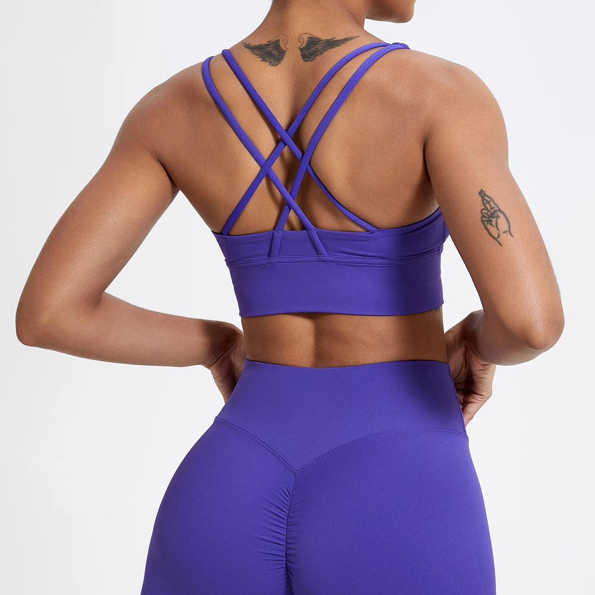 Push-Up Sports Bra for Women – Cross Back Yoga Crop Top, Shockproof Gym Fitness Bra for Running & Workout