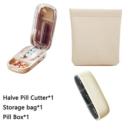Newest Quartering Pill Cutter & Storage Box – Portable Dustproof Medicine Divider Organizer & Crusher