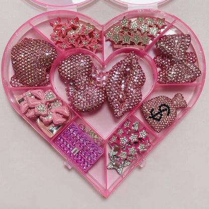 43PCS Luxury Charm Set — Diamond Bow, Perfume Bottle, Butterfly & Lip Decorations for Phone Case, Purse, and DIY Crafts