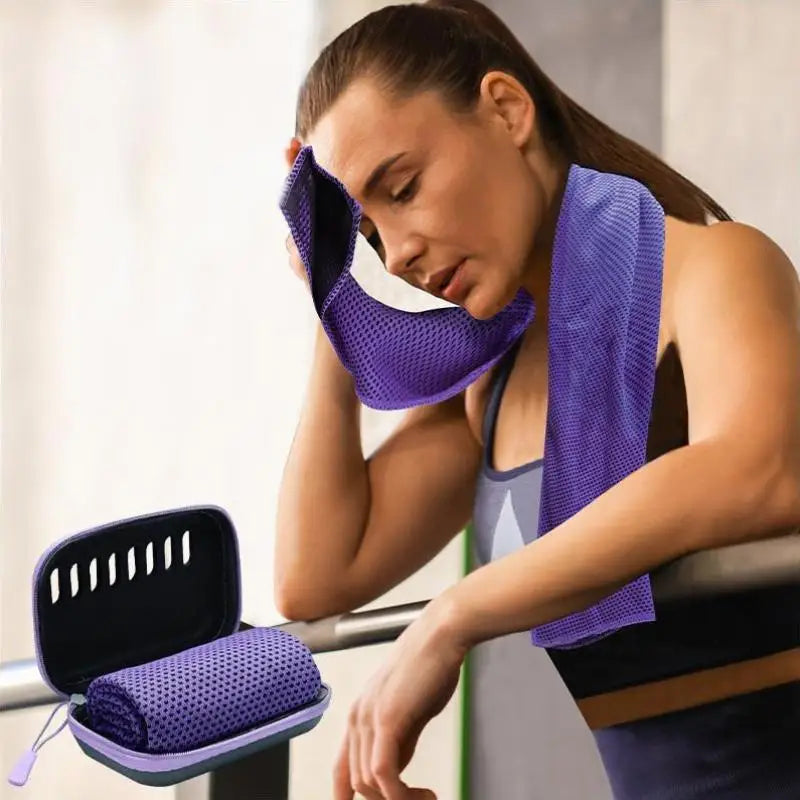 Cooling Towel with EVA Case - Quick-Dry Portable Sports Towel for Camping, Hiking, Gym & Yoga