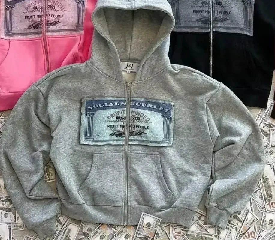 Y2K Retro Autumn Hoodies for Men & Women – Personalized Printed Street Style Long Sleeve Hooded Cardigan
