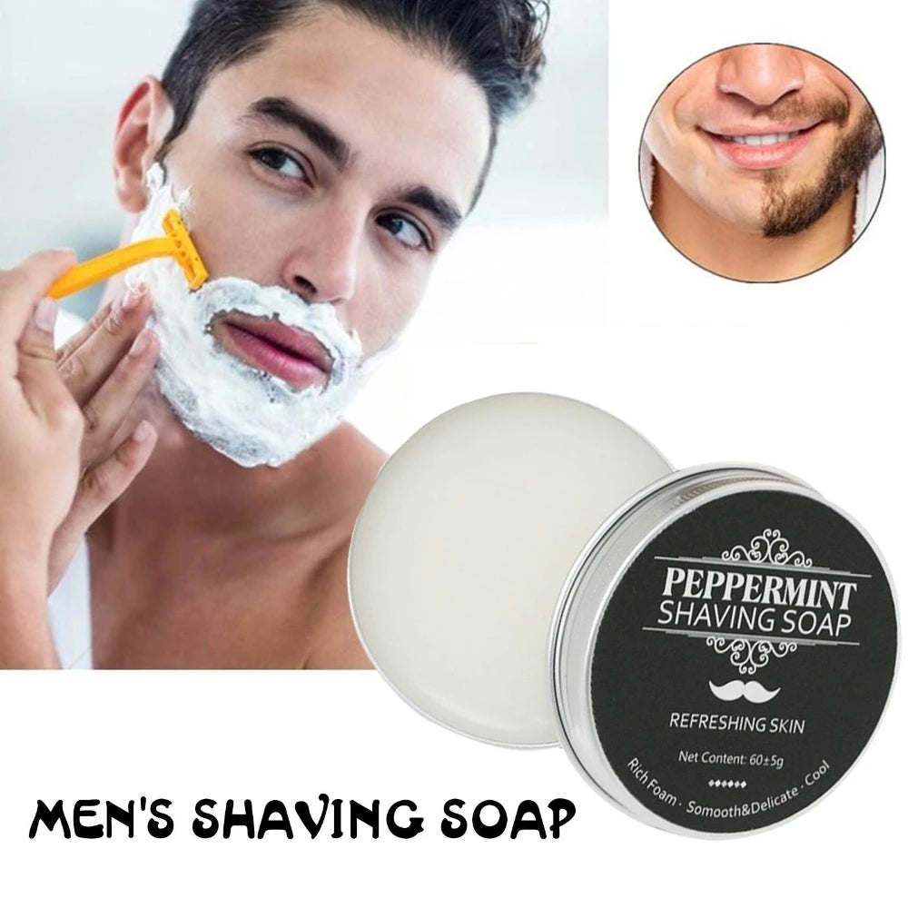 Handmade Smooth Texture Men’s Beard Shaving Soap – Dense Organic Foam Bar for Fresh, Clean Shave