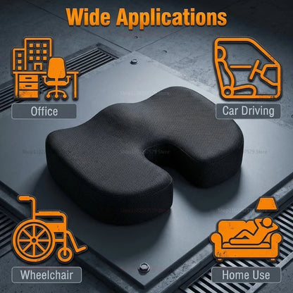 Travel Memory Foam U-Shaped Seat Cushion – Ergonomic Hip & Lumbar Support Pad for Office Chair, Car & Travel Comfort