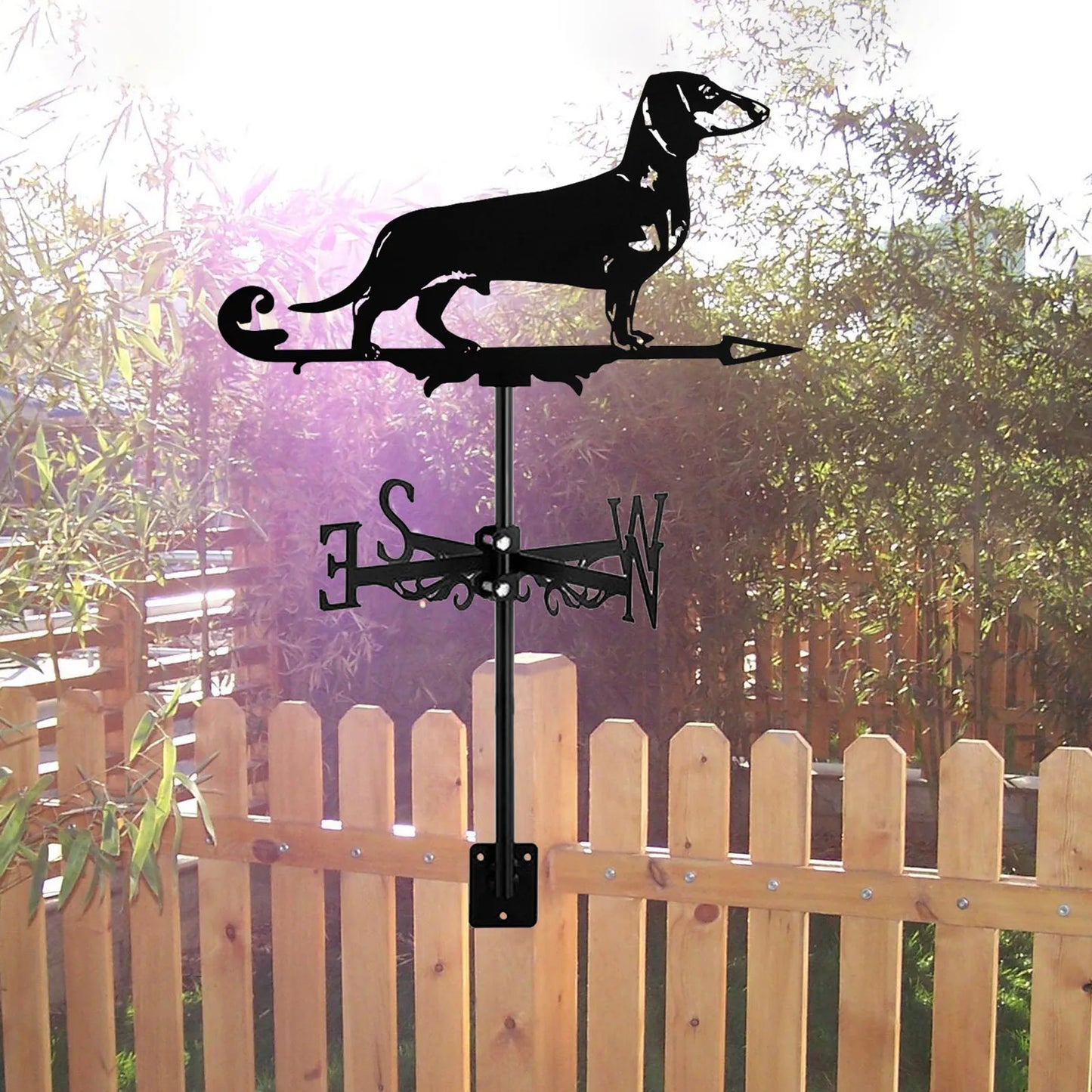 New Metal Dachshund Weather Vane - Standing Decor for Roof, Garden, Yard, Shed, Home, Fence Post