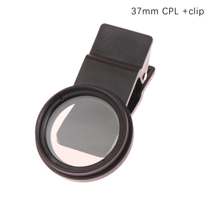 37/52MM CPL Circular Polarizer Filter — Universal Black Camera & Phone Clip-On Lens Accessory for Wide-Angle Photography