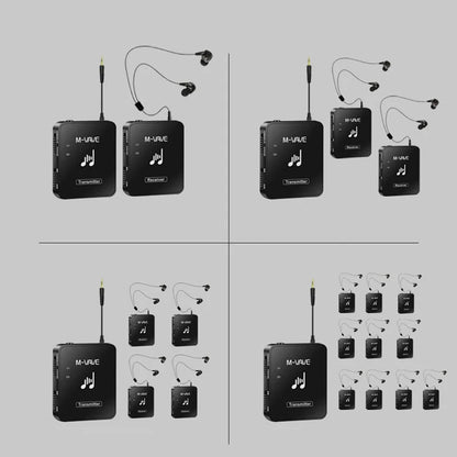 M-vave WP-10 2.4G Wireless Earphone Monitor – Rechargeable Transmitter & Receiver with Volume Button, Supports Stereo & Mono Cuvave
