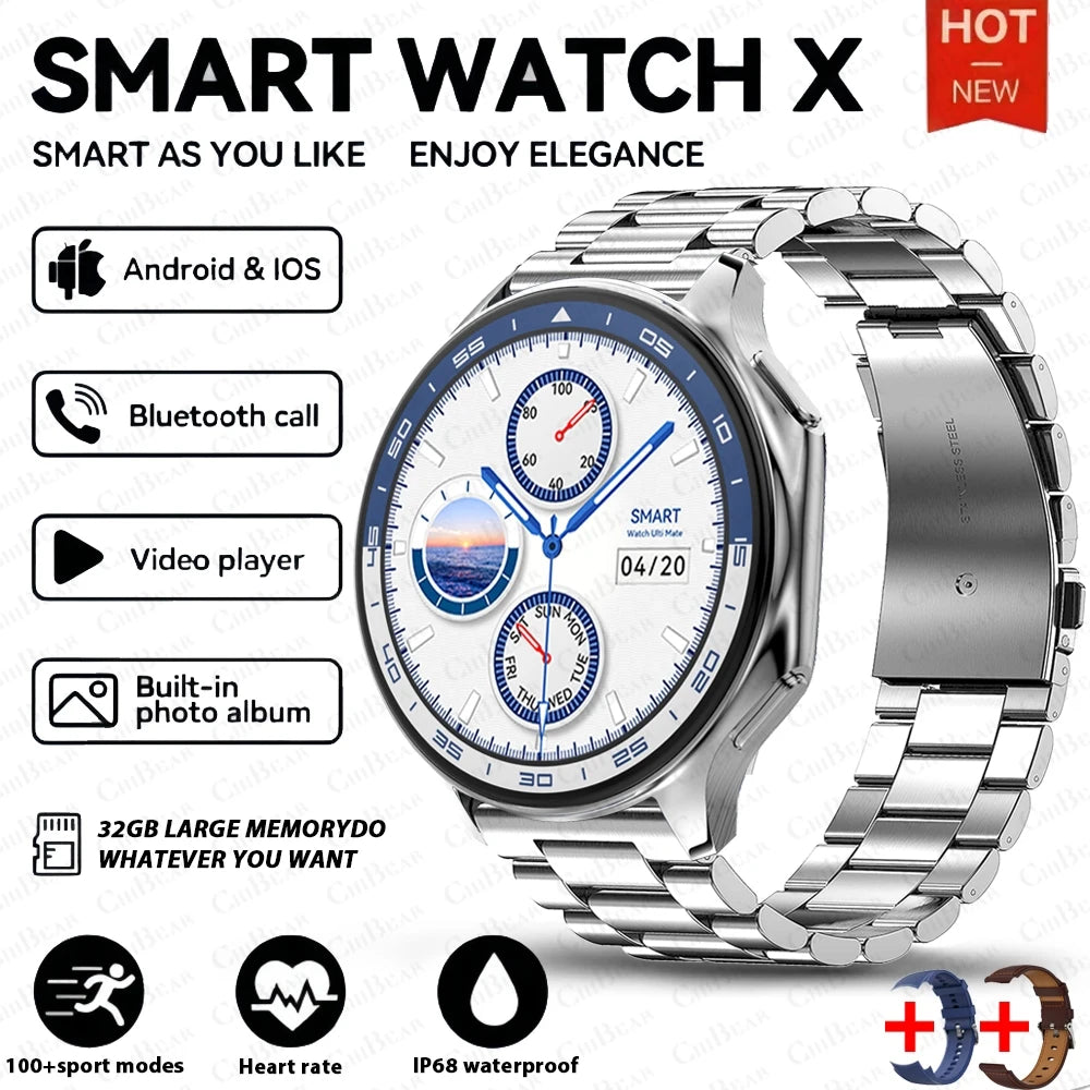 2024 OPPO Watch X Smartwatch — AMOLED 32GB, Waterproof, Bluetooth Call, TWS Music, 3D UI, Video Playback for Men