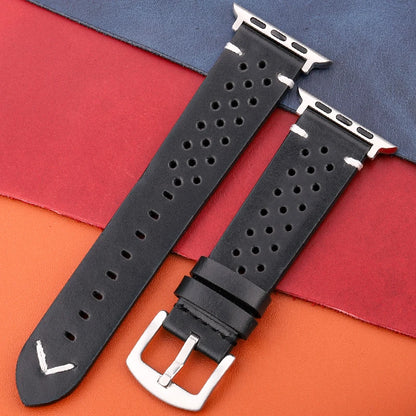 Genuine Leather Apple Watch Strap – Compatible with Series 7, 6, 5, 4, SE (40mm–49mm) for Men & Women