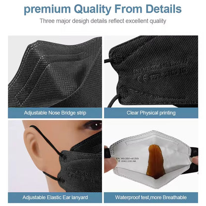 20-120PCS Disposable Fish-Shaped KN95 Face Masks – 4-Layer Protective, Breathable Mask for Men & Women