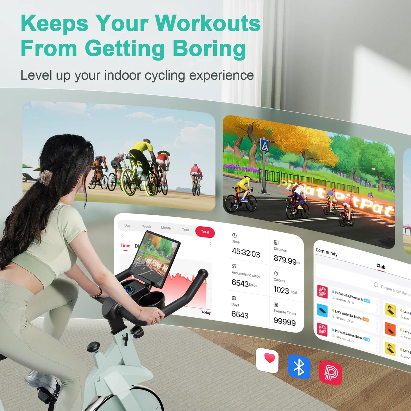 Superun Stationary Exercise Bike – 32-Level Magnetic Resistance, Low Noise Home Workout Cycling Bike