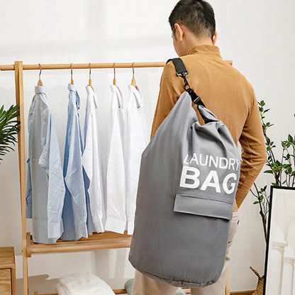 71L Laundry Backpack Hamper — Large Oxford Laundry Bag with Adjustable Shoulder Straps & Pocket