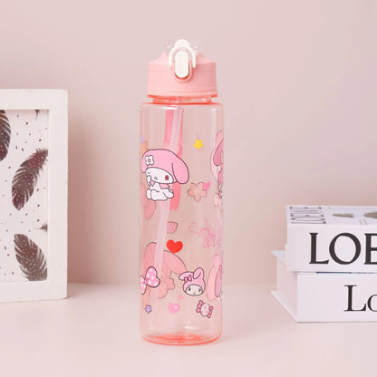 800ML Hello Kitty Water Cup — Kawaii Kuromi, Melody & Cinnamoroll Pop-Up Outdoor Bottle, Large Capacity, Perfect Kid Gift
