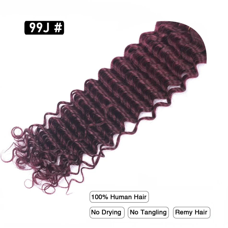 Pre-Colored Brazilian Deep Wave Bulk Human Hair - No Weft, Remy Hair Extensions, 14-28 Inch for Crochet Braids