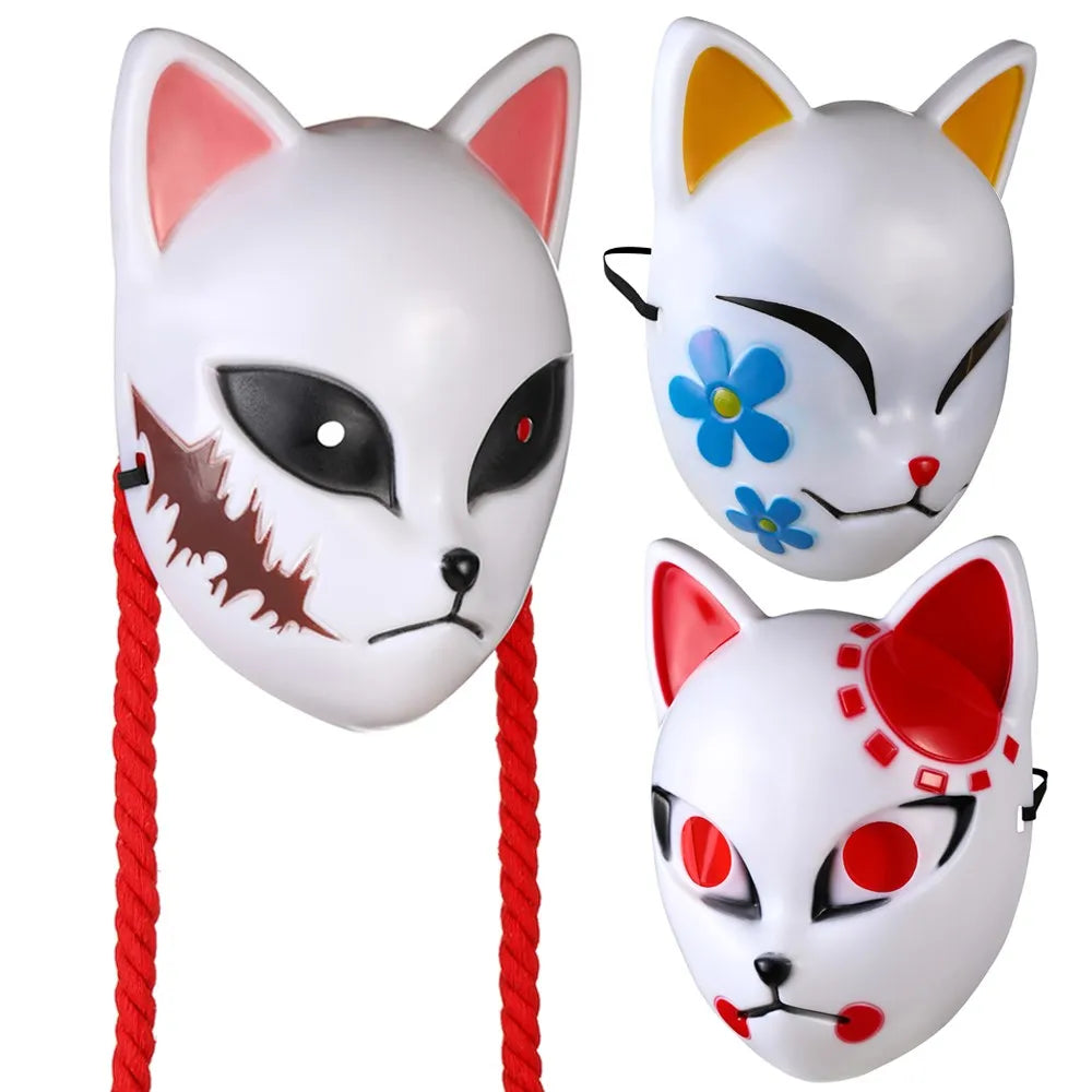 Anime Demon Cosplay Mask — Kimetsu No Yaiba Sabito & Makomo ABS Plastic, Deluxe Halloween Party Costume Props