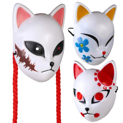 Anime Demon Cosplay Mask — Kimetsu No Yaiba Sabito & Makomo ABS Plastic, Deluxe Halloween Party Costume Props
