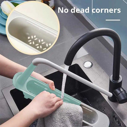 Multifunctional Telescopic Sink Storage Rack - Upgraded Adjustable 2-in-1 Sponge Holder for Home Kitchen
