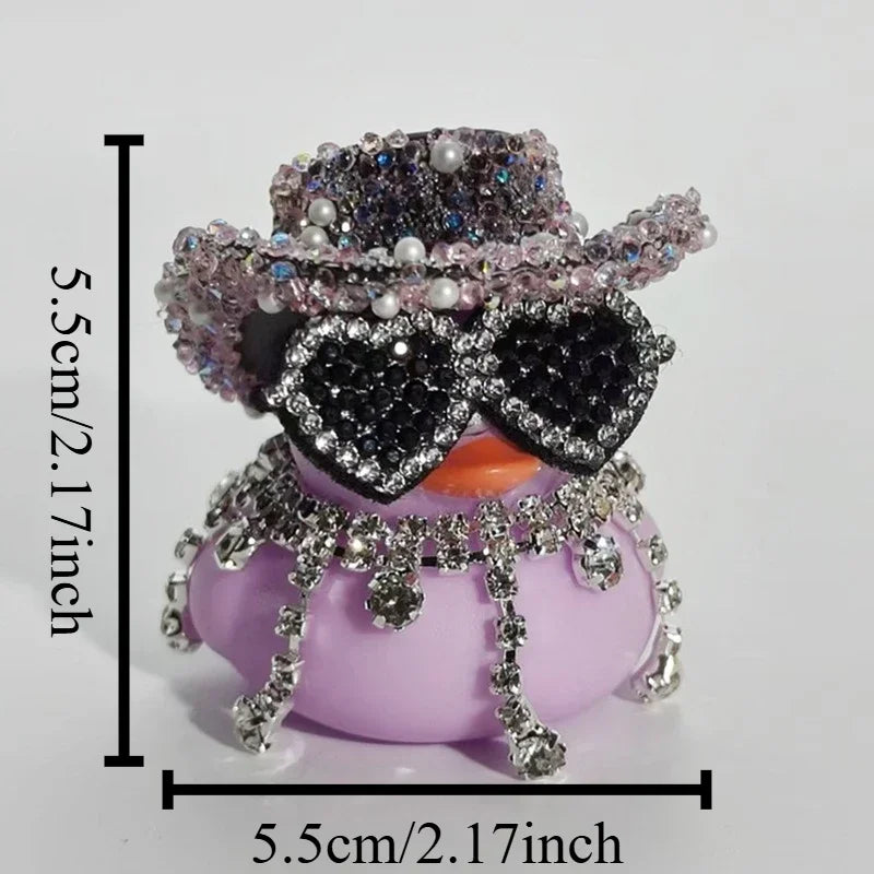Luxury Diamond Rubber Duck Car Ornaments - Cute Dashboard Decorations & Funny Gifts for Jeep, BMW & Office Displays
