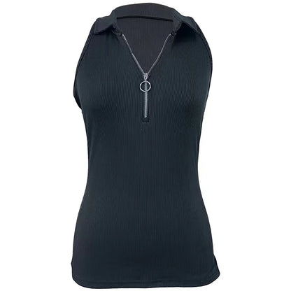 Stylish Solid Color Zipper Vest: Women's Fashion Casual T-Shirt for Spring & Summer in Europe and the United States