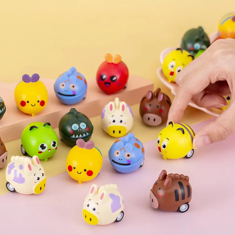 6pcs Cartoon Pet Pull-Back Car Toys – Kids Sports Toy Set, Birthday Party Favors & Pinata Gifts