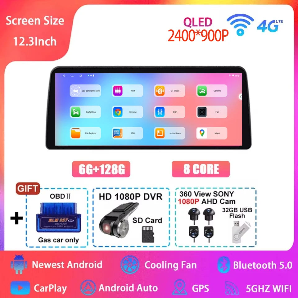 Android 15 Car Radio for Honda Civic FE/FL 2021-2023 - 12.3 Inch Multimedia Touch Screen GPS Navigation Player