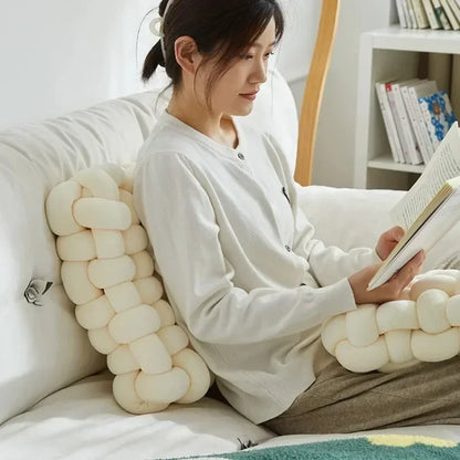 Knotted Square Cushion – Nordic Aesthetic Hand-Made Plush Pillow for Office Chair & Decorative Sleeping Back Support