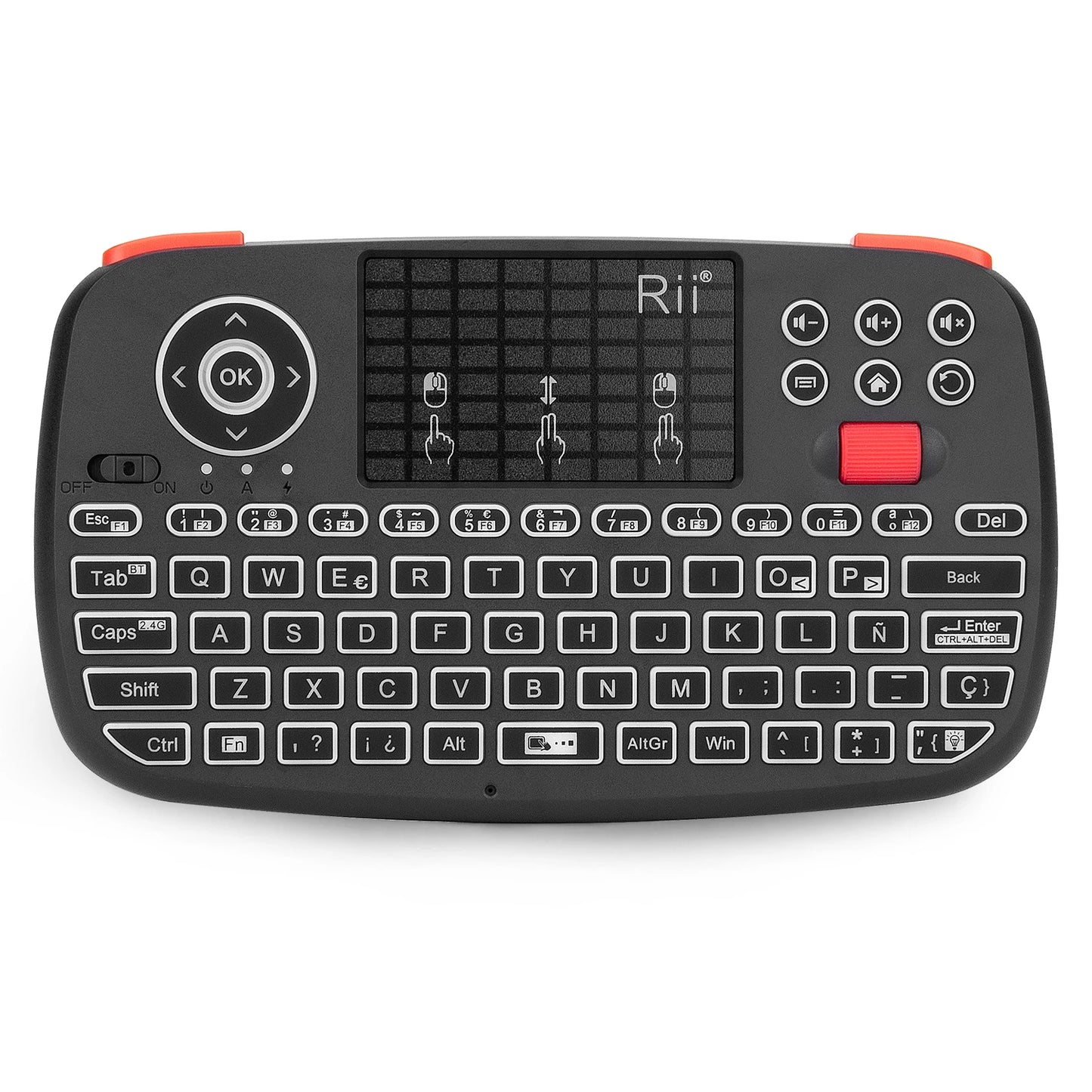 Rii i4 Mini BT Wireless Keyboard with Touchpad - 2.4GHz Backlit Mouse Remote for Windows, Android TV Box, and Smart TV