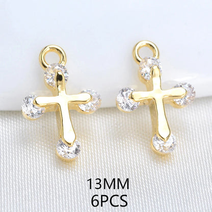 24K Champagne Gold Cross Charms - Small Brass DIY Jewelry Pendants & Craft Accessories