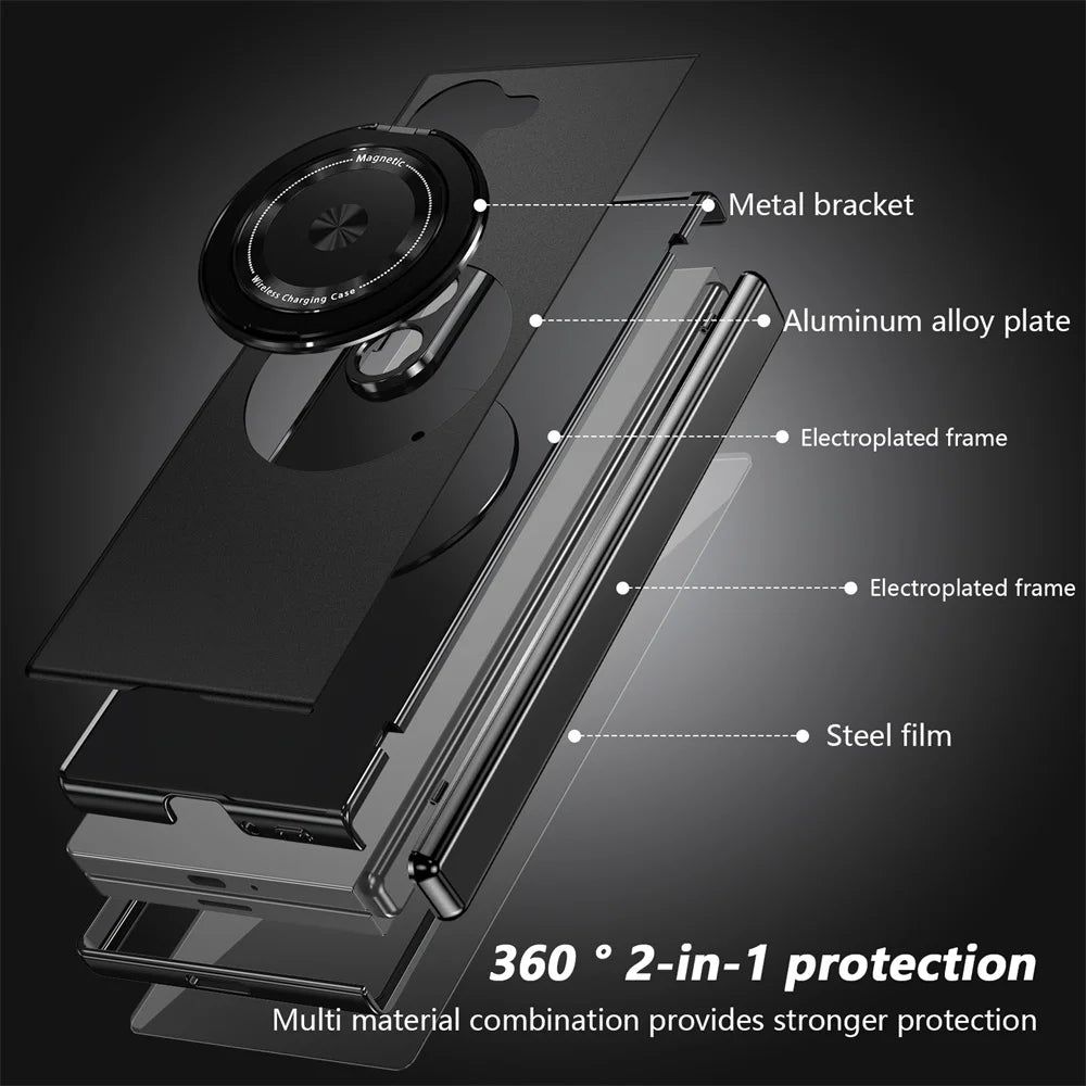 360° Rotating Magnetic Ring Case for Samsung Galaxy Z Fold 6/5/4/3 5G – Hinge Protection Phone Cover with Holder