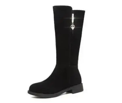 2025 Women’s Plush Snow Boots – Casual Flat Cotton Thigh-High Winter Shoes with Side Zipper